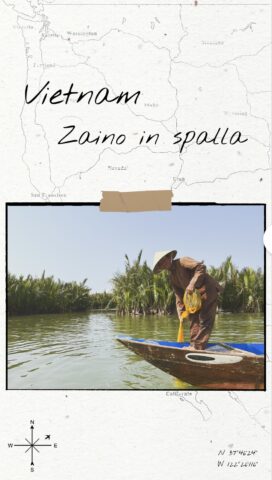 "Vietnamita che pesca su una piccola barchetta in mezzo al fiume Mekong"